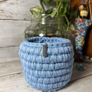 Crochet ribbon basket